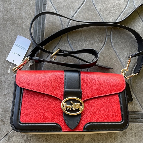 Coach Handbags - COACH Georgie Shoulder Bag In Colorblock Color: Gold/Bright Poppy Multi